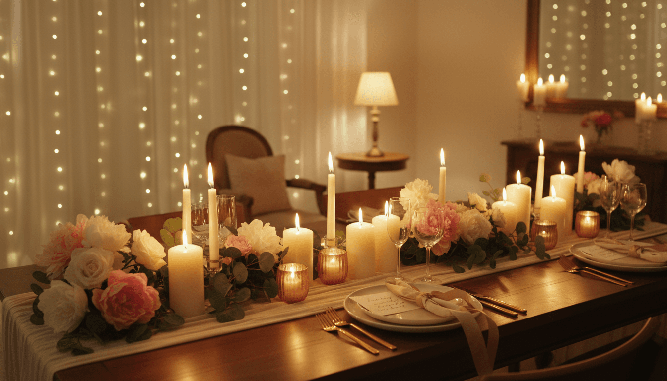 Intimate loft dinner party setup